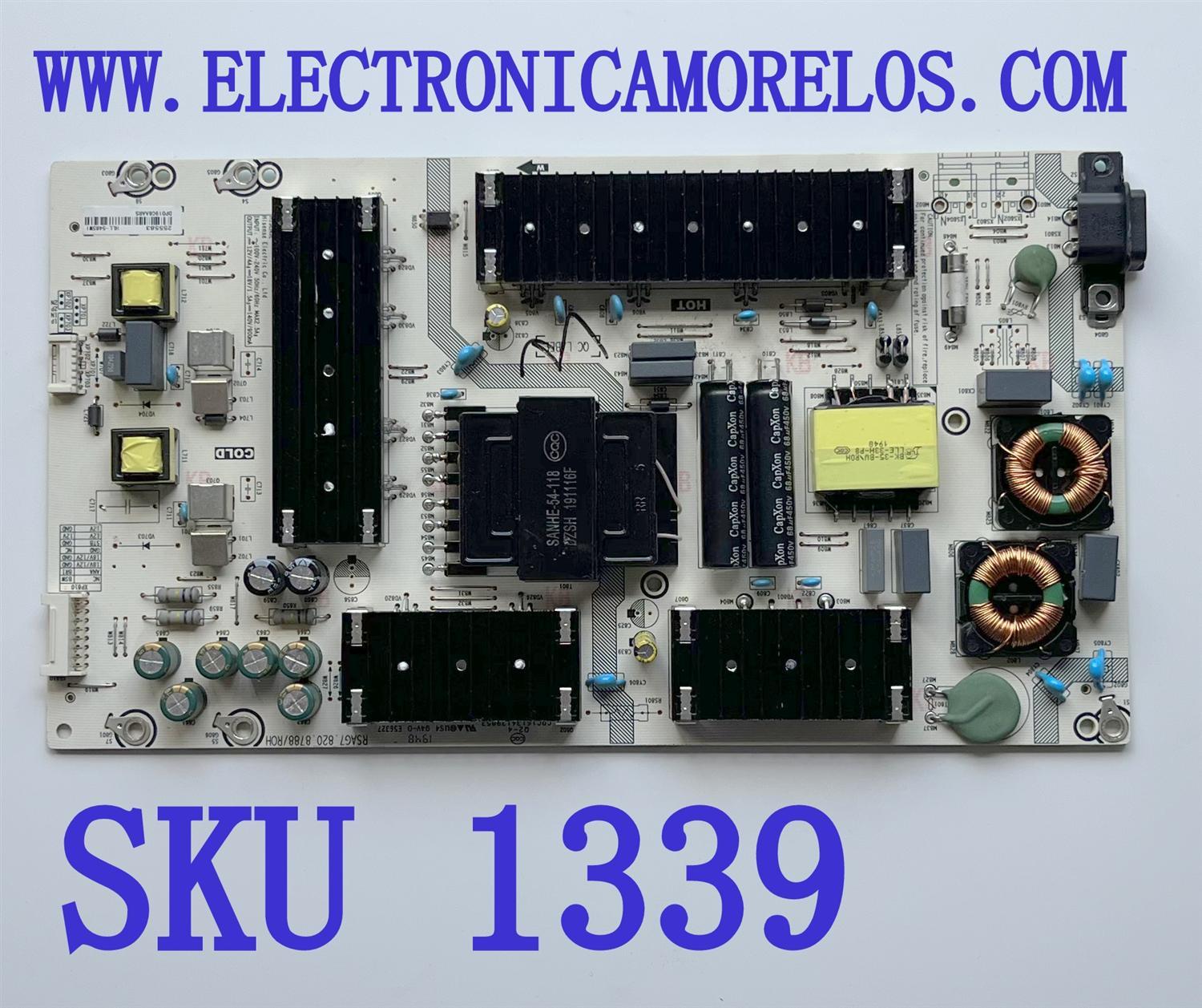 FUENTE DE PODER PARA TV HISENSE / NUMERO DE PARTE 255583 / RSAG7.820.8788/ROH / HLL-5461W1 / CQC16134139053 / PANEL HD650S1U81-K1\S0\GM\CKD\ROH / DISPLAY ST6451D02-F VER.2.1 / MODELO 65R6E1 65A6180UWR
